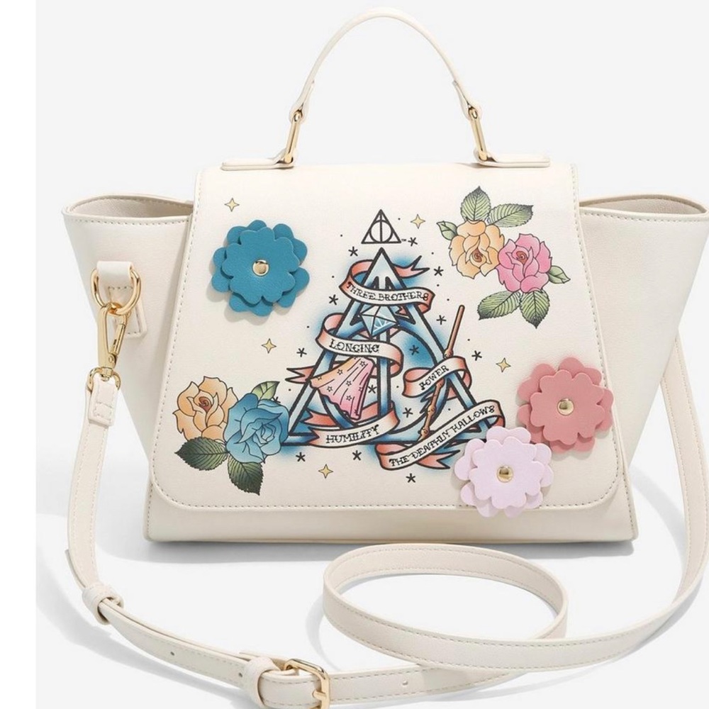 Harry Potter Deathly Hollows Logo Floral Handbag